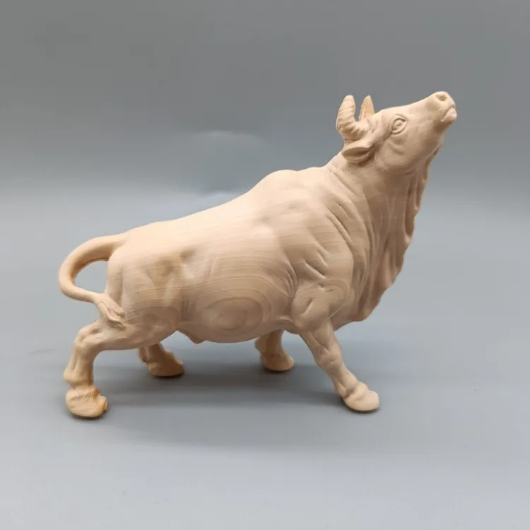 黄杨木雕刻朝天牛气冲天工艺品实木客厅家居办公室桌面摆件