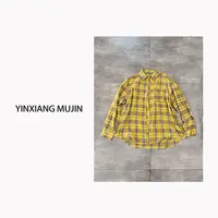【YINXIANG MUJIN】柠黄格衬衣 秋季新款磨毛糯米感长袖格子衬衫女