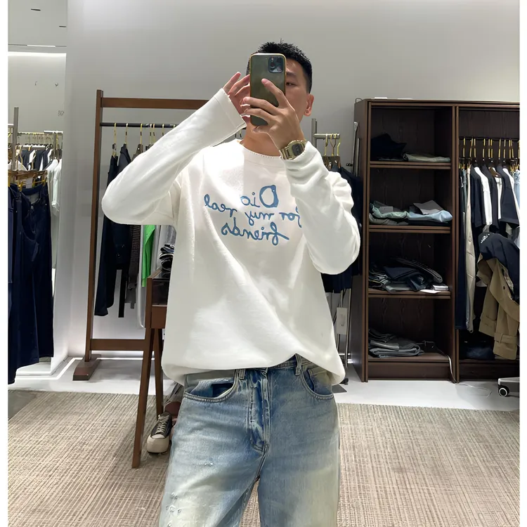 7788/【绣花字母针织毛衣】合身型常规款毛衣加厚时尚韩版情侣款