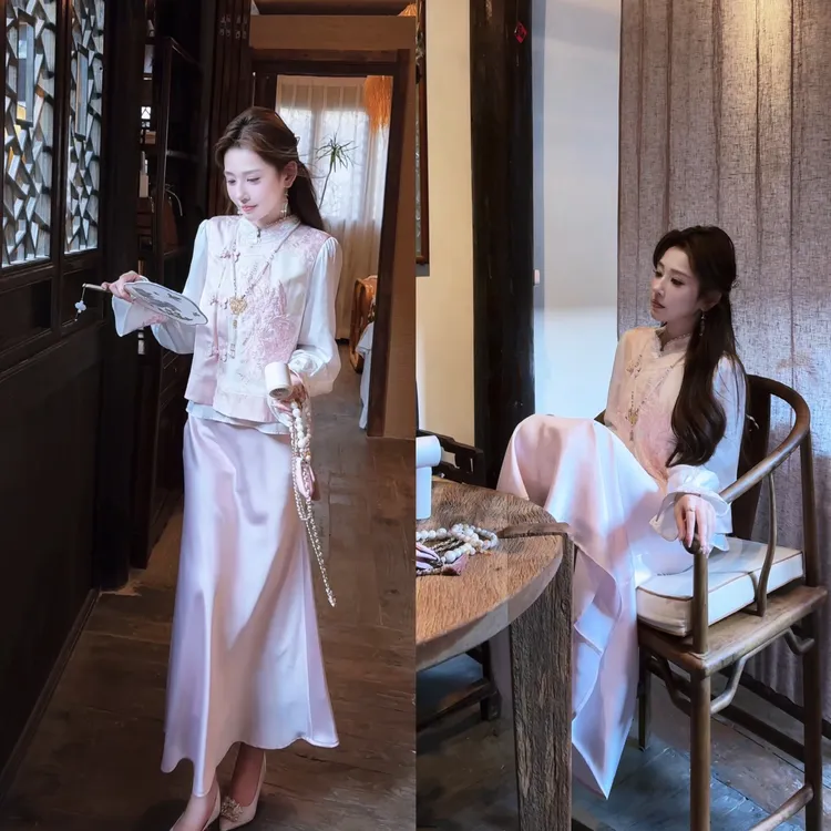 【婷婷】《桃花源》高端30人 丝100天 丝设计感马甲套装 TT2SQTH2357