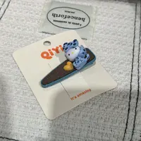 B074蓝色豹纹小KT猫咪皮皮边夹