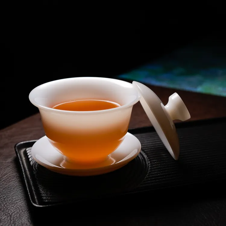 郭志保系列/璞玉釉烧/元宝三才盖碗泡茶茶具/120ml