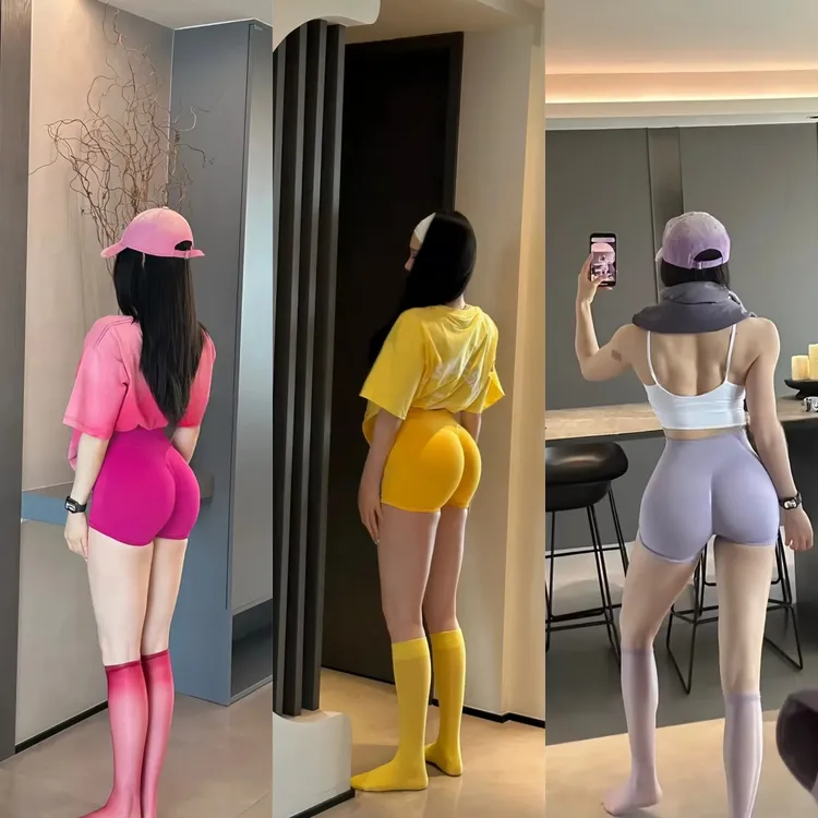 【多巴胺蜜桃款】健身botee短裤三分高腰弹力提臀蜜桃针织运动裤