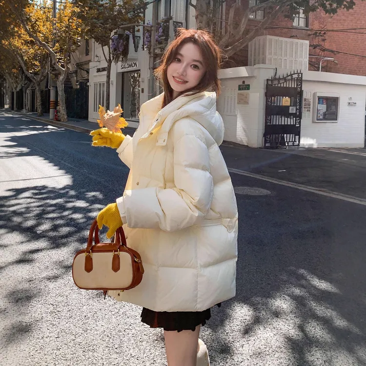 冬由记胖mm90鸭绒特大码女装200斤加肥加大码连帽中长款羽绒服女