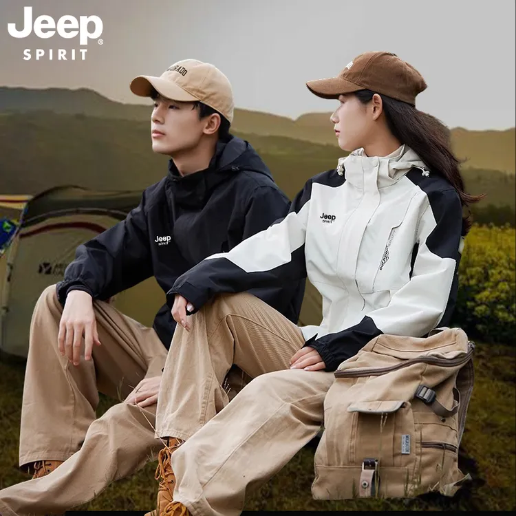 JEEP SPIRIT吉普冲锋衣三合一两件套抓绒内胆男女登山外套
