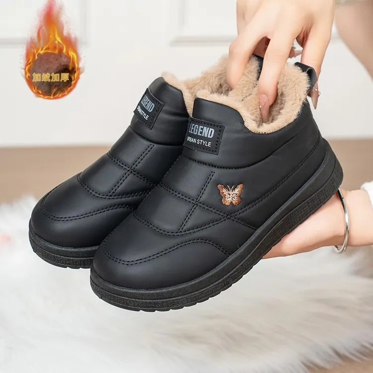 冬季新款高帮短筒雪地靴女加绒加厚保暖妈妈棉靴软底防滑防水棉鞋