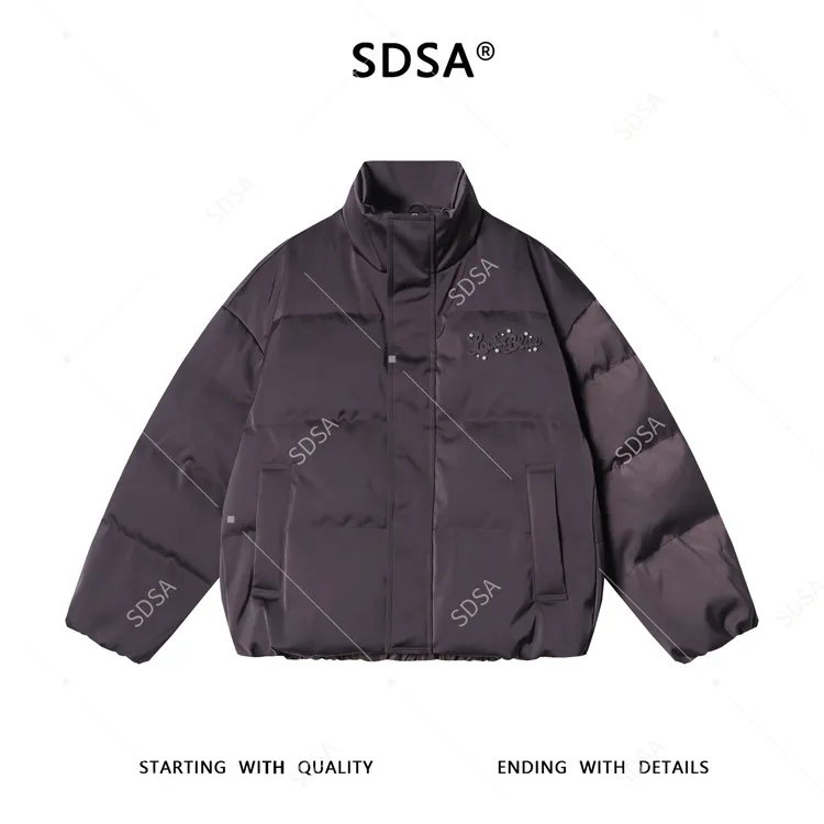 SDSA男士秋冬新款痞帅男装美式珠子字母羽绒服外套立领百搭高街