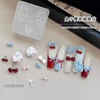 小颖美甲-兔子樱桃蝴蝶结硅胶模具创意diy 美甲工具（带收纳盒）