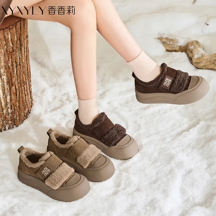 香香莉勃肯雪地靴2025年羊羔毛加绒保暖面包鞋软底毛毛鞋冬32610