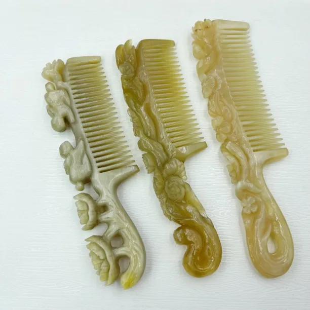 高贵羊角精雕正品头部按摩梳手柄月梳家用自带送人