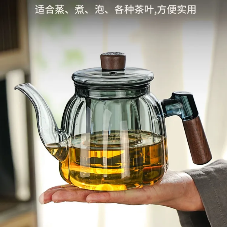 煮茶壶耐热加厚家用大容量新款泡茶壶蒸煮两用玻璃茶具烧水壶泡茶