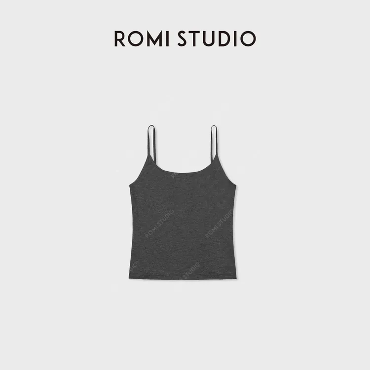 ROMI STUDIO“抖抖背心”桑蚕丝莱赛尔软糯U形细肩带吊带RWDRSU3755