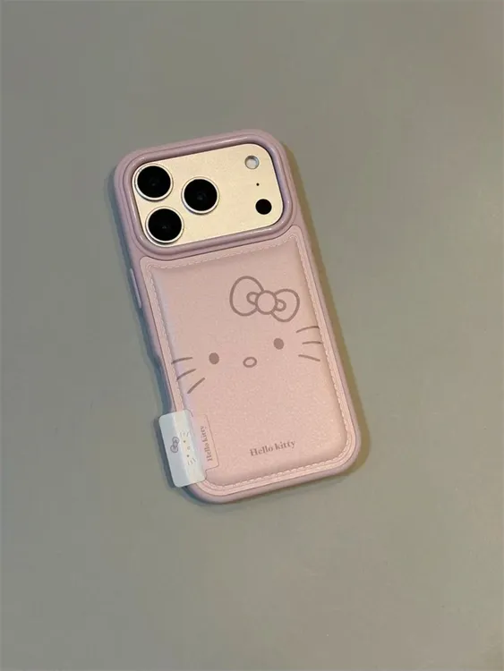 ins少女皮质线条Kitty表情适用iPhone17pro手机壳16promax手提15