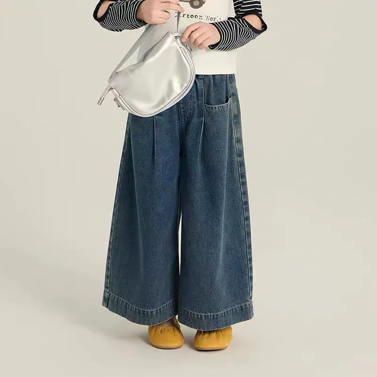 现货Q295女童秋款爱心口袋牛仔裤