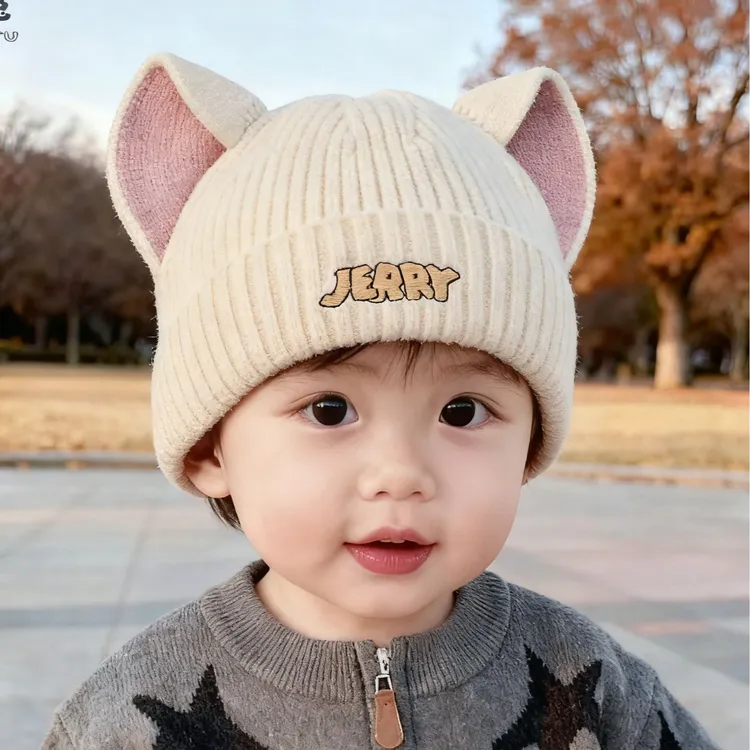 土小丫儿童毛线冬季保暖帽子男女通用宝宝针织帽子防风保暖加厚帽