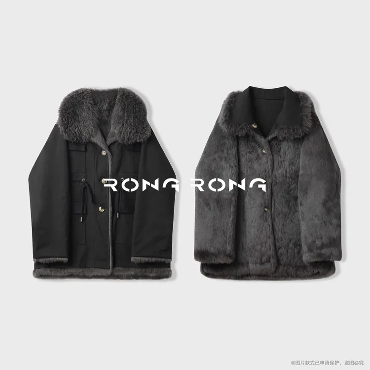 溶溶【林间新境】RONGRONG 獭兔毛皮毛一体两面穿派克外套MYYB4331