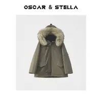 Oscar&Stella【屿尚】收腰貉子毛领羊毛内里棉外套 41 59853