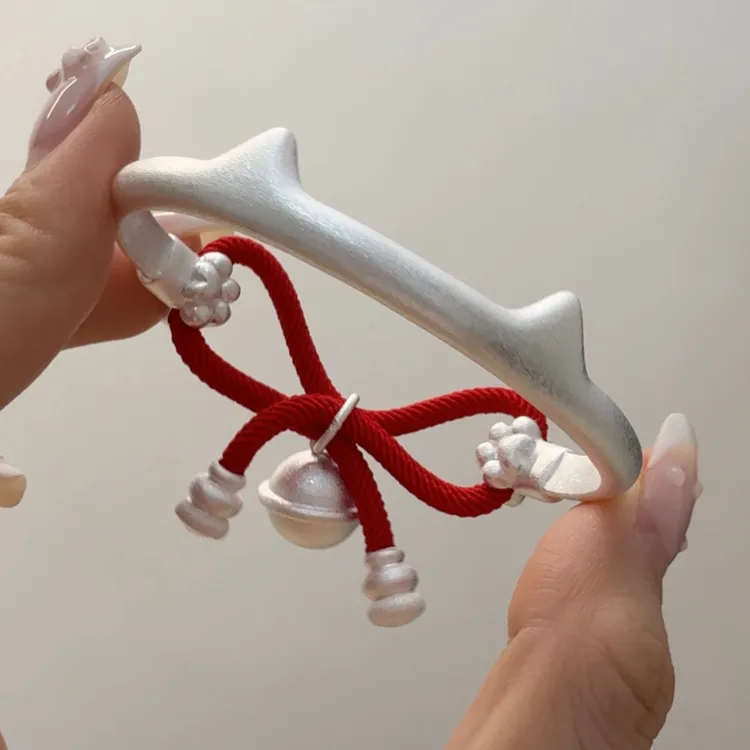 足银手镯 原创小猫铃铛耳朵手镯耳朵铃铛足银999（盗版必究）