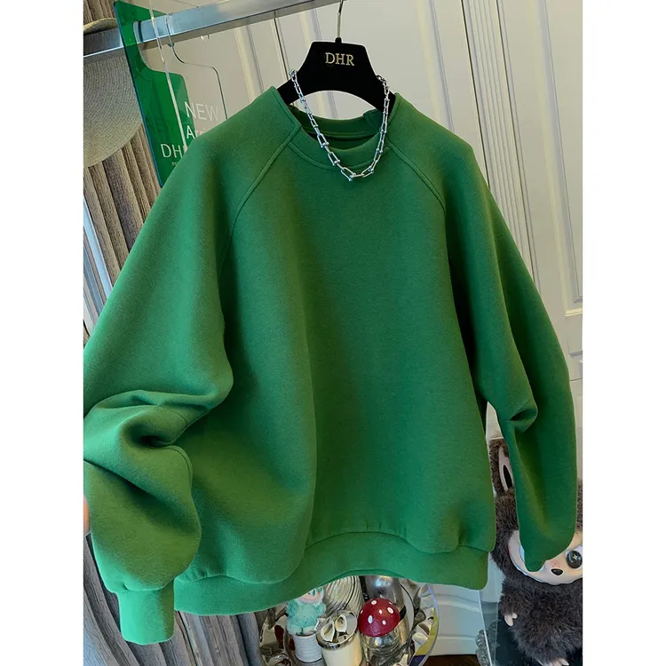 胖妹妹240斤大码休闲圆领磨毛T恤套头卫衣加厚外套宽松上衣女冬季