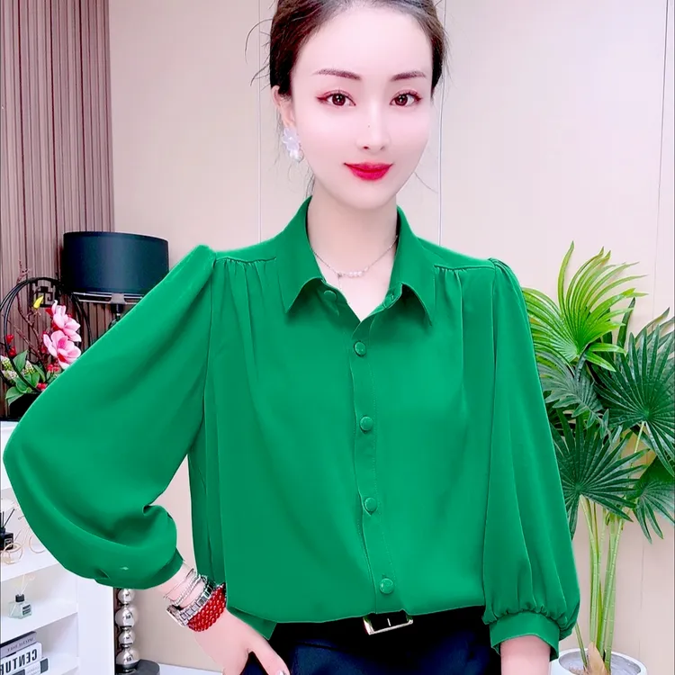 七分衬衫女爆款2025年新款洋气女装气质衬衣夏季薄款休闲雪纺上衣