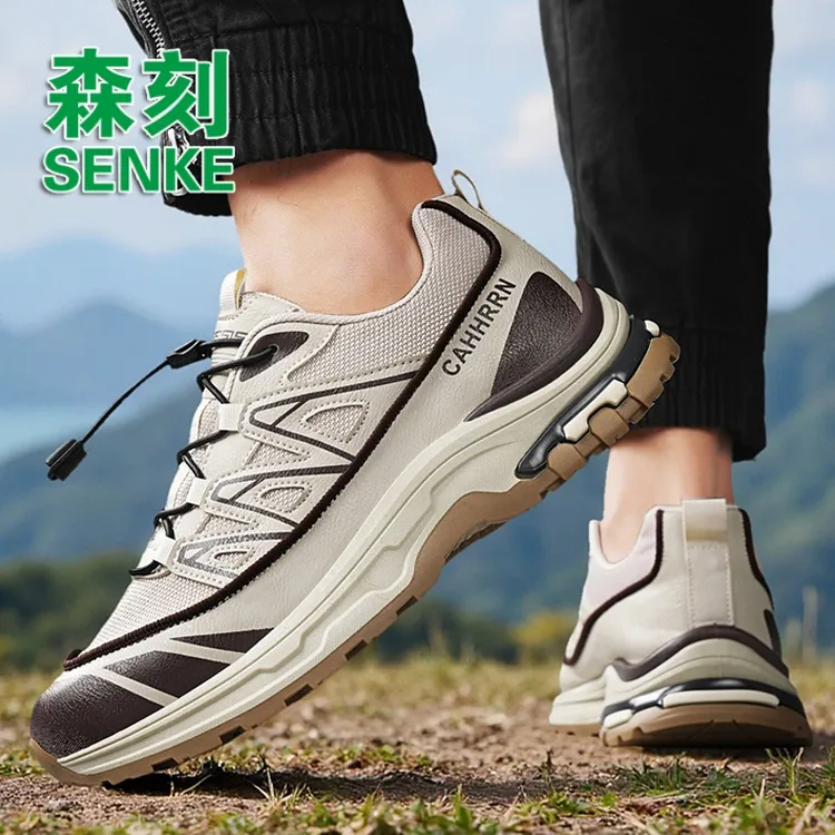 森刻男鞋2025新款秋季户外运动防滑登山鞋男士透气一脚蹬休闲潮鞋