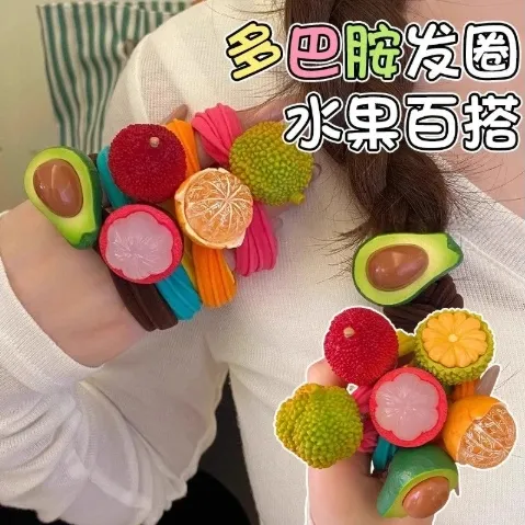 韩国东大门彩色水果发圈高饱和可爱头绳不伤发橡皮筋甜美百搭