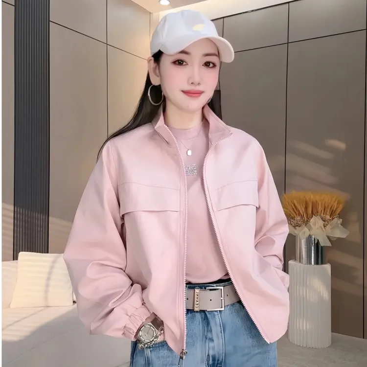 2025新款春秋爆款休闲女士百搭时尚冲锋衣外套小个子洋气纯色百搭