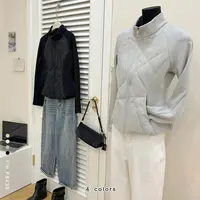 立领交叉线轻盈保暖空气感羽绒服外套F8435