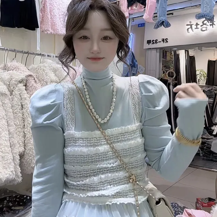 秋冬女款韩版高级感显瘦高领打底衫气质洋气百搭