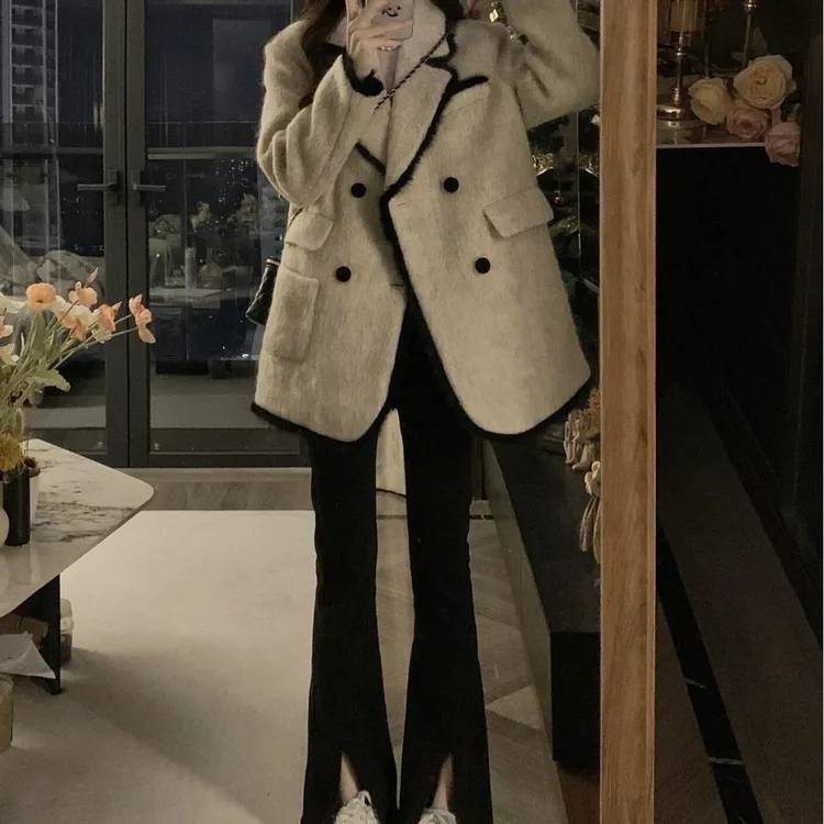 秋冬加厚短款呢子大衣女毛呢外套季韩系小个子感赫本风英伦风