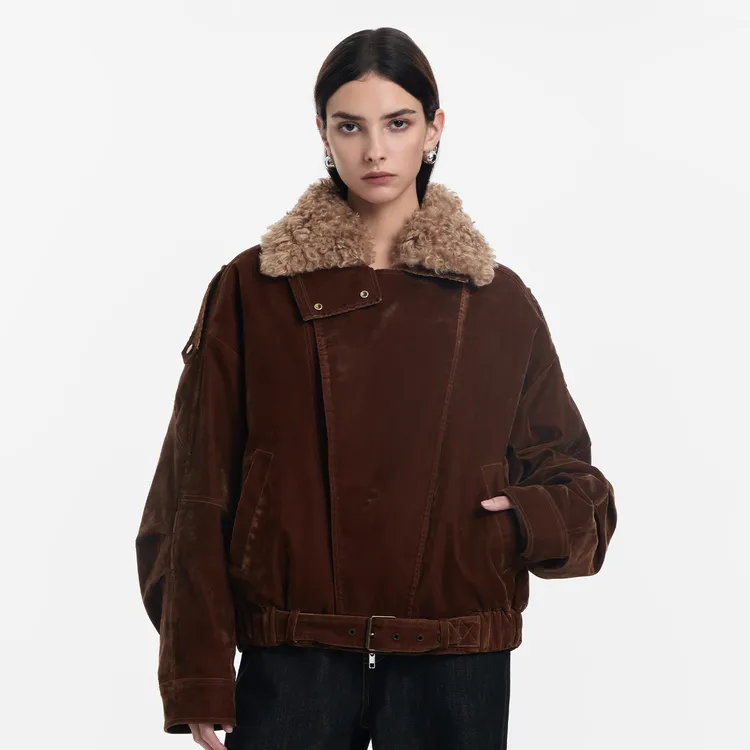 CALLED BACK【Current 系列】【布拉格之秋】翻毛领收下摆复古外套