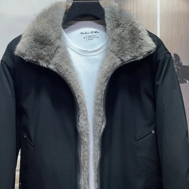 男士冬季双面穿翻领加绒加厚保暖港风美式休闲外套