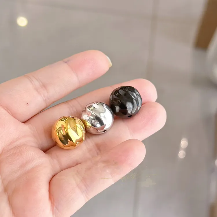 简约独特大隔珠镀18K色波浪纹实心圆形隔片手串手工diy配饰高级感