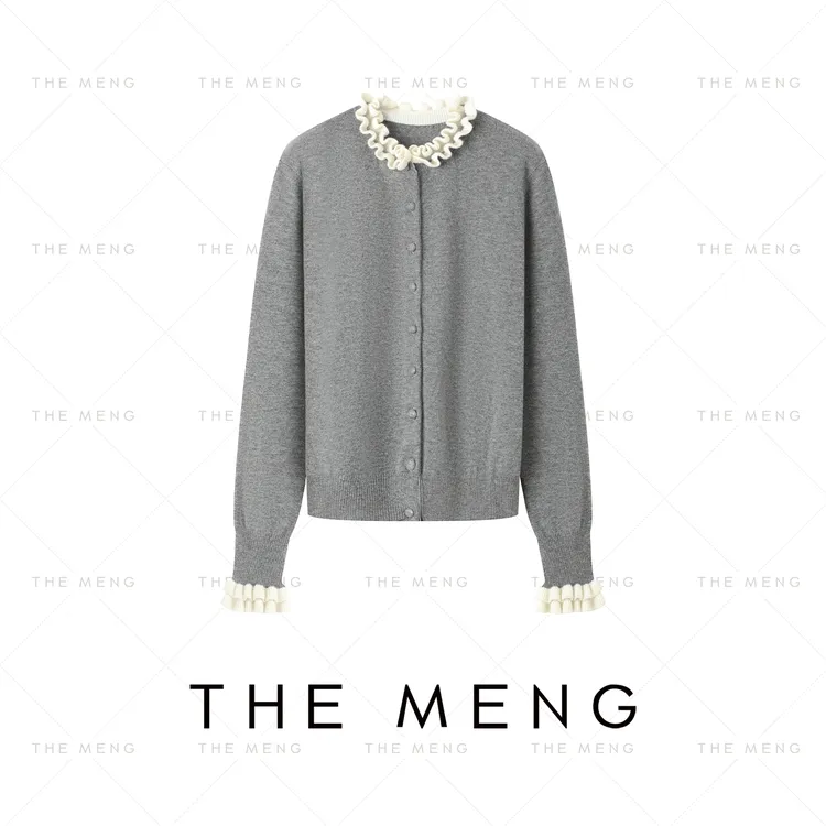 THE MENG【玛奇朵】山羊绒美利奴羊毛优雅针织开衫#M253E1103