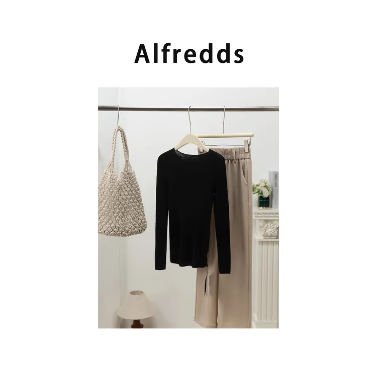 金标扬子纱无缝一体打底衫 套头针织毛衣修身圆领一字领长袖羊毛