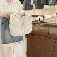 【咸柠七】女童加绒牛仔裤一体绒直筒宽松羊羔毛拼接秋冬装儿童长裤