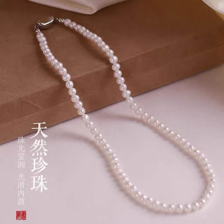 925银纯天然淡水珍珠项链经典赫本风强光45cm送妈妈婆婆礼物正品