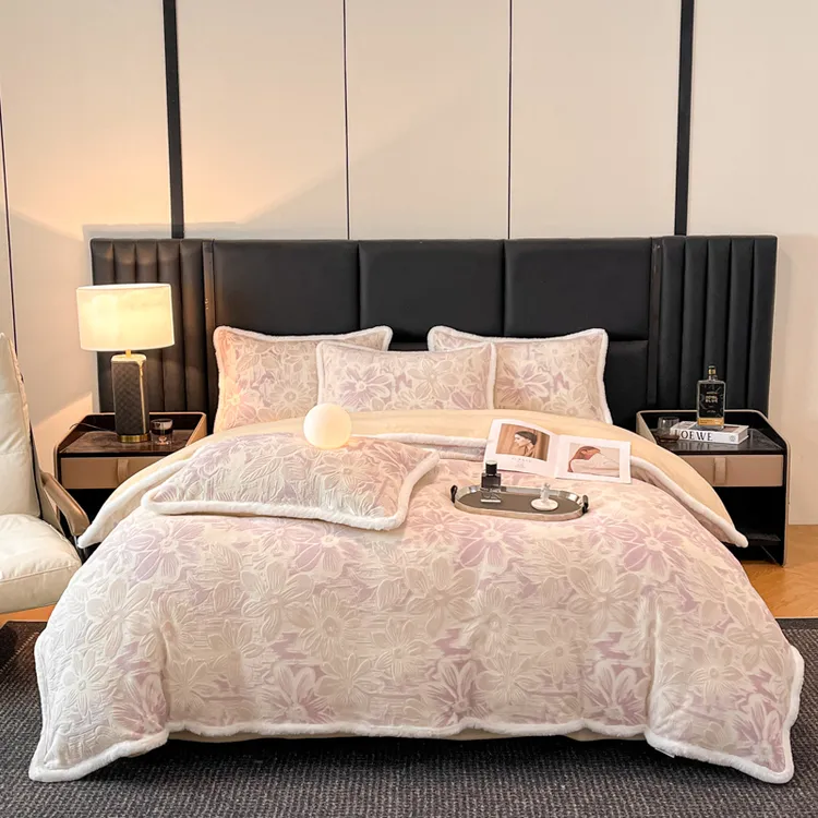 【Hodo】秋冬款高克重轻奢雕花牛奶绒四件套双面绒加厚保暖防寒精雕