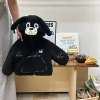 儿童2025秋冬款新款韩版男女童可爱卡通小狗加绒连帽外套休闲