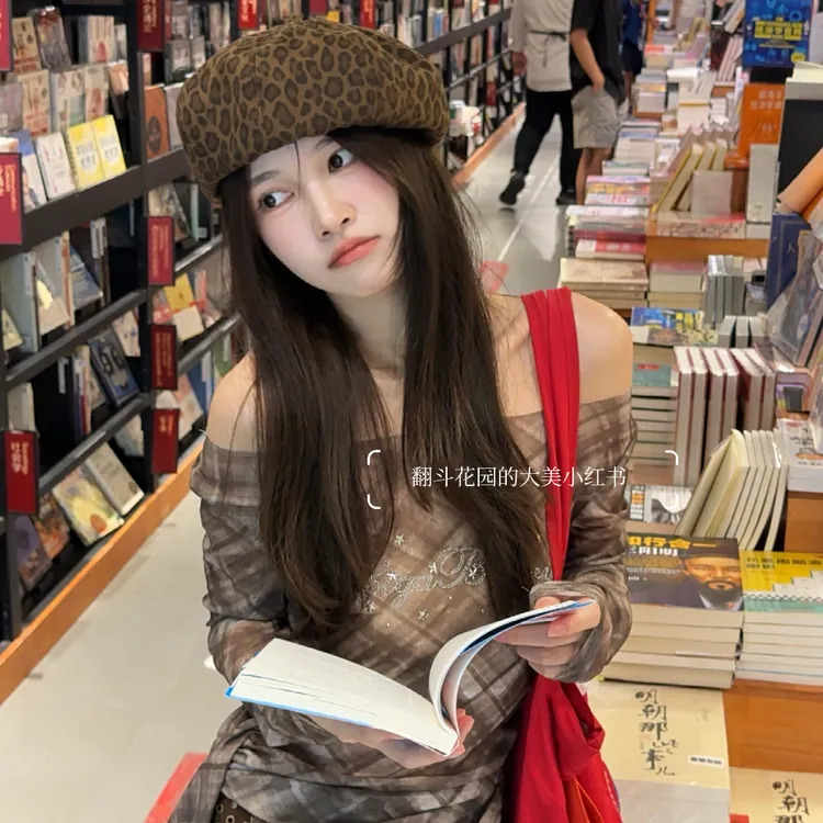 美式复古豹纹渔夫帽女辣妹时髦百搭显脸小盆帽遮阳防晒帽子水桶帽