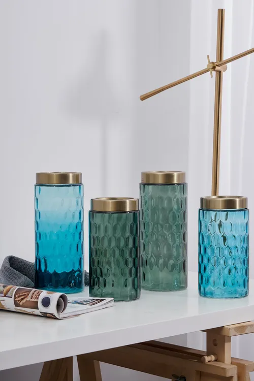 客厅轻奢现代简约花瓶创意日式餐桌玻璃花瓶摆件透明1089湖水绿