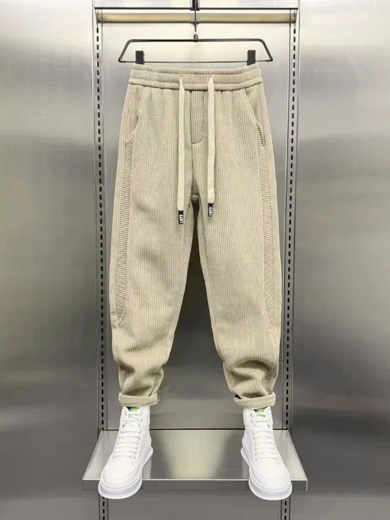 冬季新款灯芯绒休闲裤加绒保暖弹力休闲裤加厚潮流百搭裤