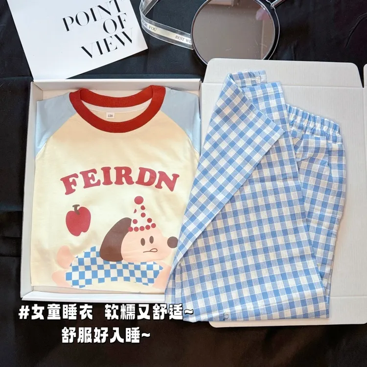 儿童睡衣女孩2025新款春秋款居家服初中生纯棉长袖女童居家服套装