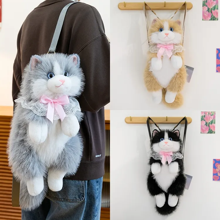 可爱会叫仿真布偶猫双肩包包猫咪毛绒玩偶儿童女朋友闺蜜生日礼物