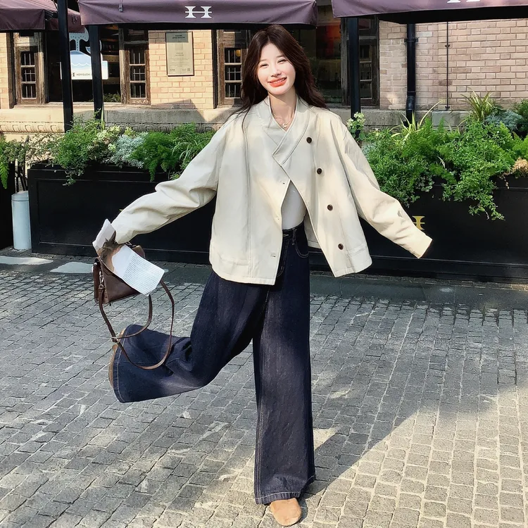 时尚气质慵懒休闲风上衣女2025秋季新款韩系高级感洋气抽绳短外套