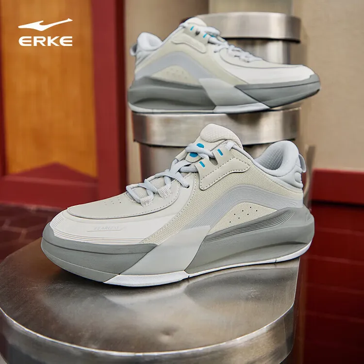 制霸3鸿星尔克复古板鞋男鞋高帮板鞋休闲鞋防滑减震系带运动鞋子