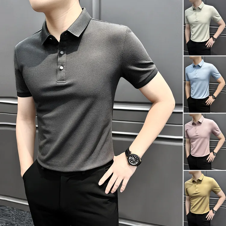 纯色polo衫男款爆款2025新款痞帅高级感男装商务休闲短袖男士t恤