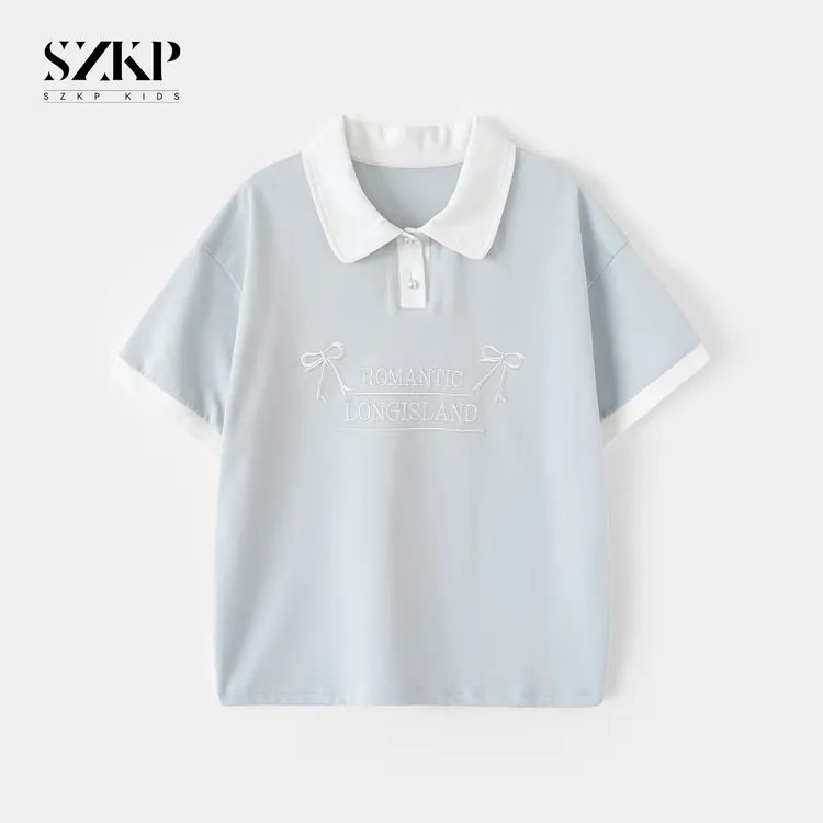 SZKP纯棉针织短袖POLO衫女童夏季新款儿童洋气潮款t恤YNYX551353