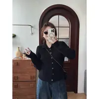 晶咕佳佳【翻领纽扣设计感长袖针织衫