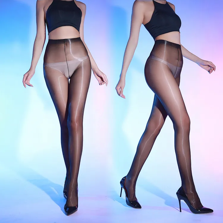 1D超薄马油连裤袜果冻极光丝袜无腰一线裆高密油亮裤袜 无痕腰丝